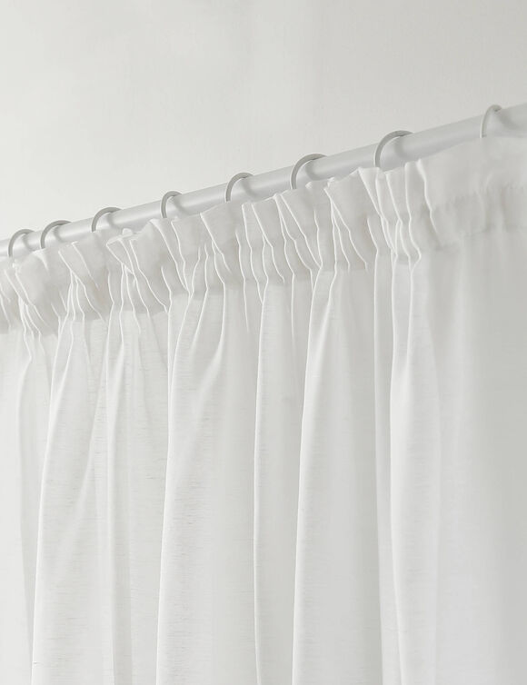 Panneau lin polyester base plombée finition galon fronceur (blanc) Panneau lin polyester base plombée finition galon fronceur (blanc)